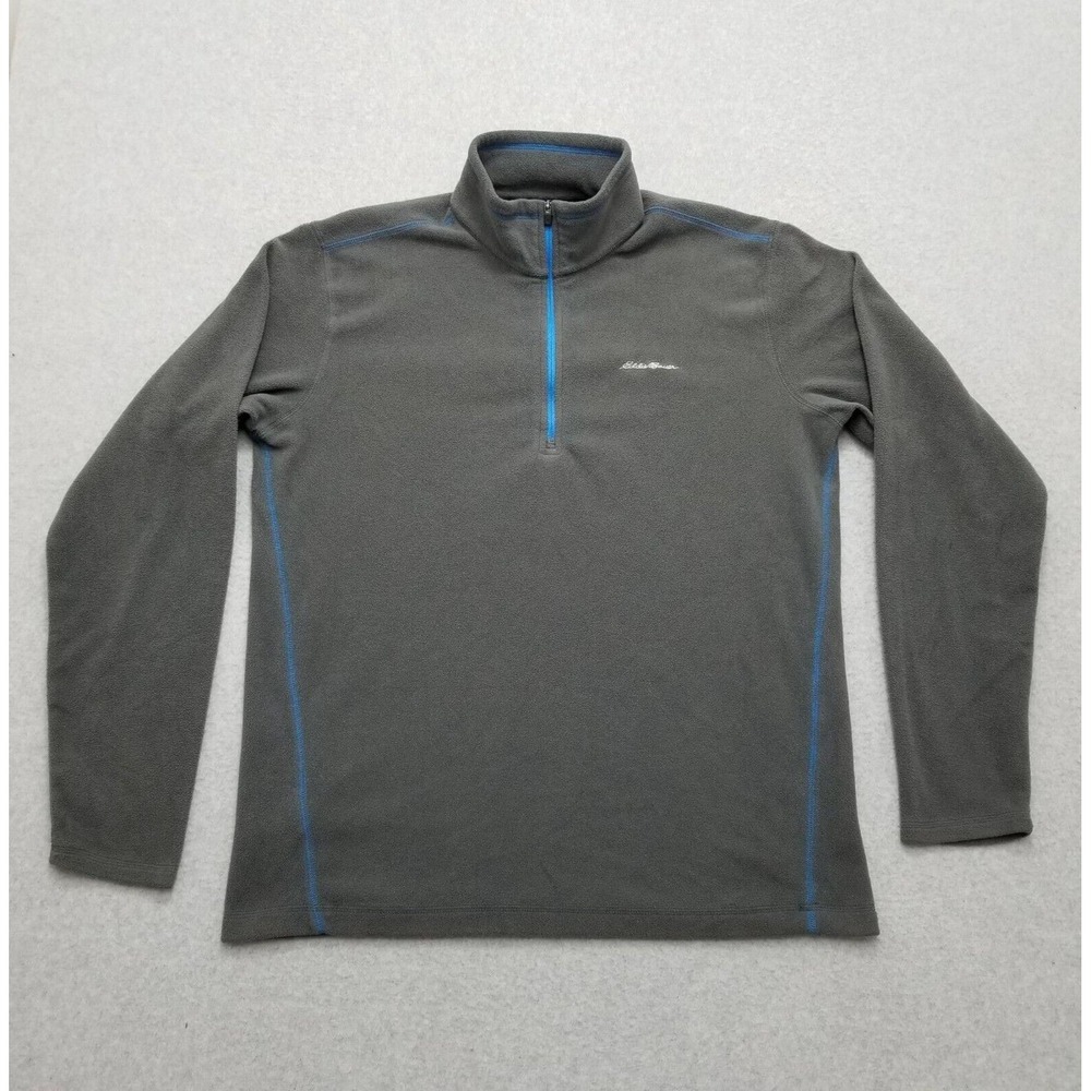 Eddie Bauer Fleece Jacket Mens Medium Gray‎ Zip Casual Long Sleeve Pullover